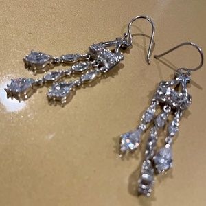 White Cubic Zirconia, Silver Earrings